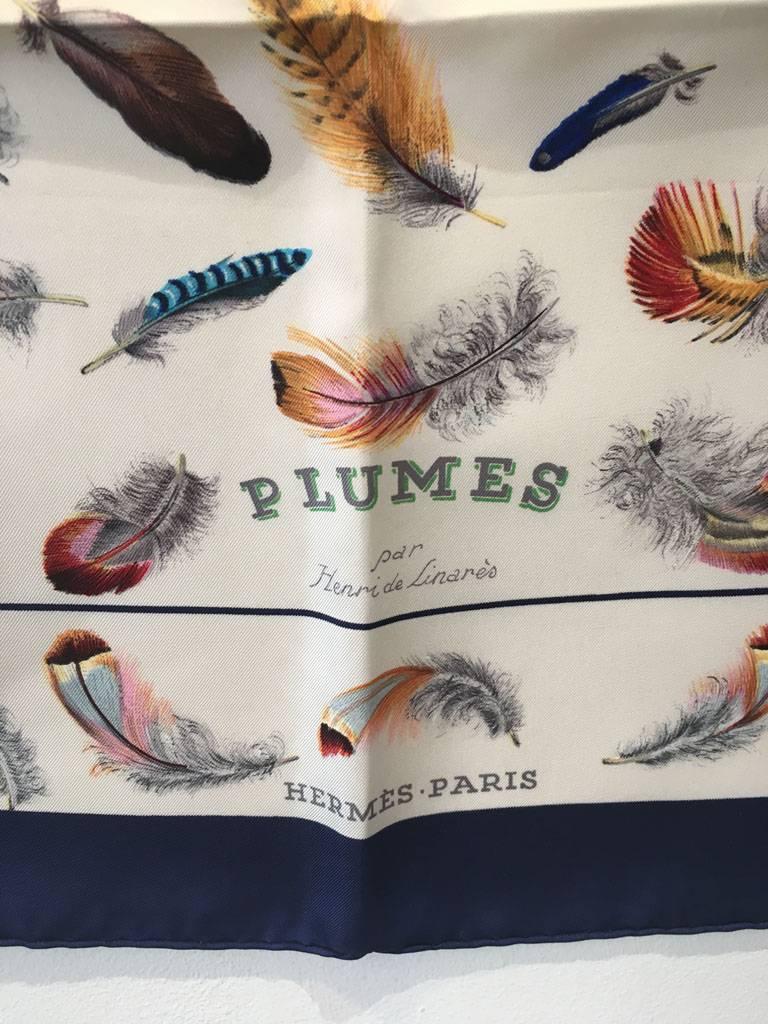 Hermes Vintage Plumes Silk Scarf  In Excellent Condition In Philadelphia, PA