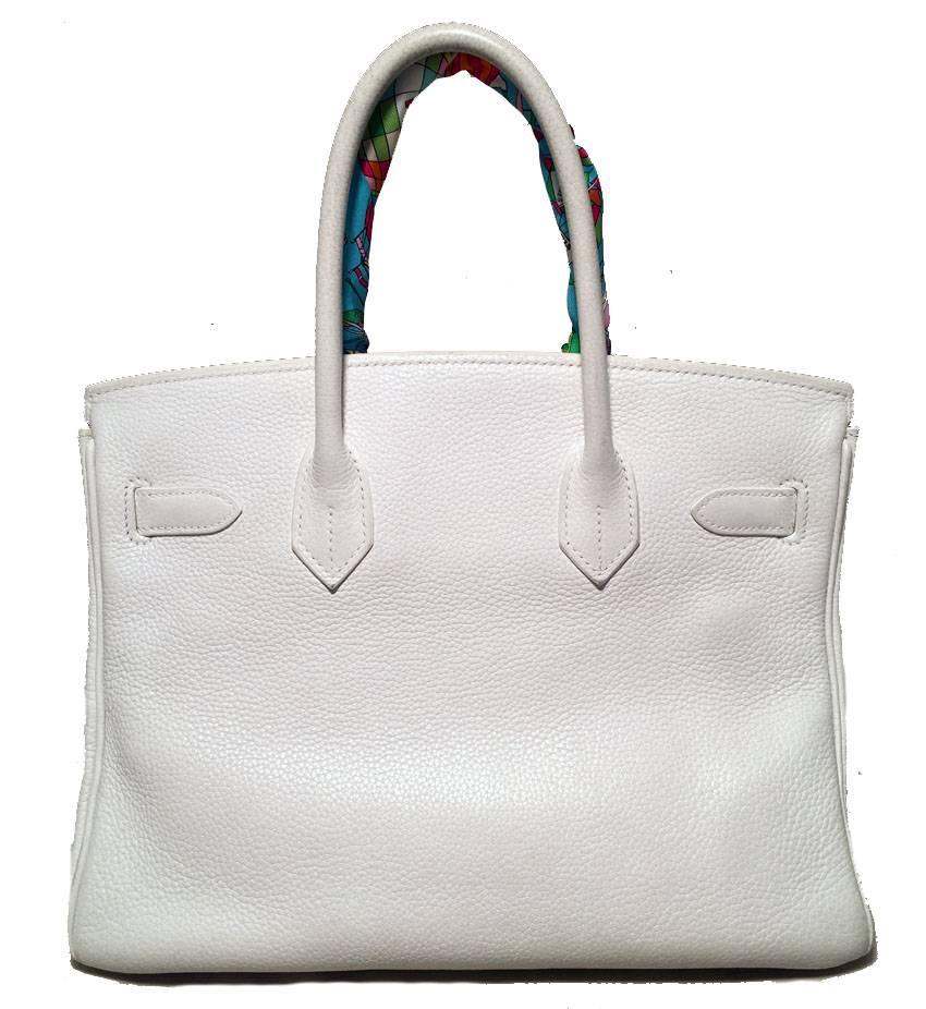 Hermes White Togo Leather 30cm Birkin Bag (Grau)
