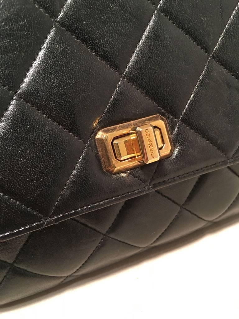 Chanel Rare Vintage Quilted Black Leather Top Flap Classic Handbag 1