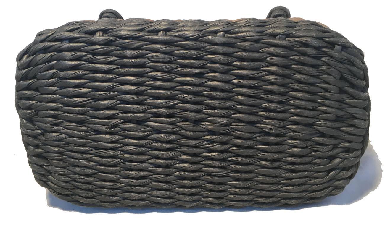 Black Chanel Charcoal and Tan Wicker Rattan Basket Handbag 