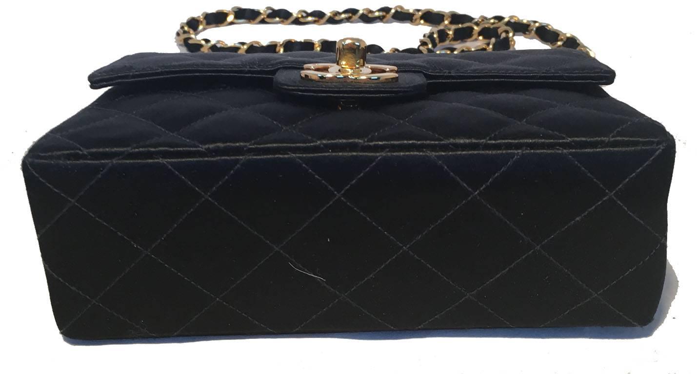 Chanel Vintage Quilted Black Satin Mini Classic Flap Shoulder Bag In Excellent Condition In Philadelphia, PA