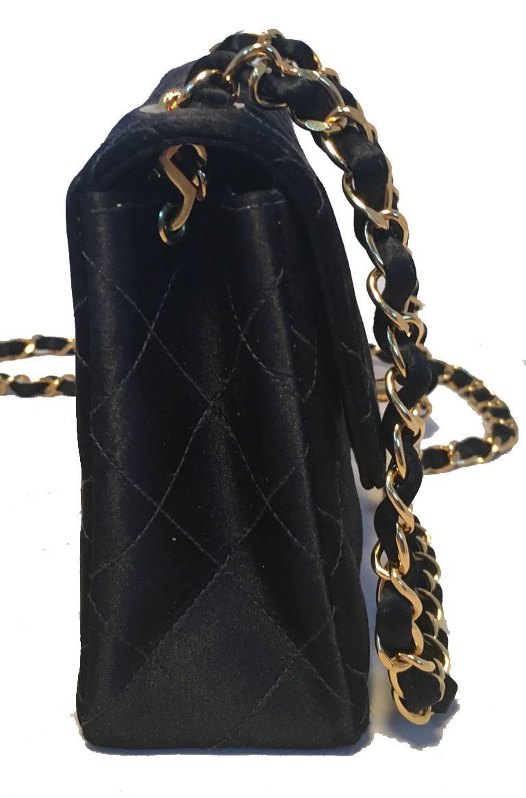 Women's Chanel Vintage Quilted Black Satin Mini Classic Flap Shoulder Bag