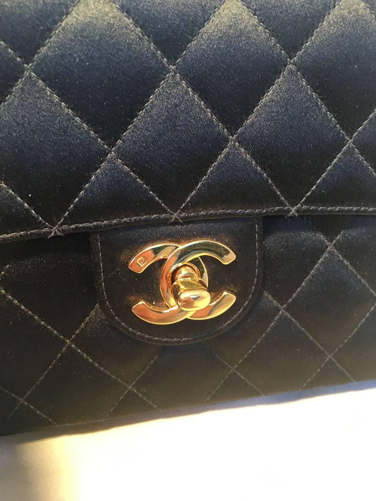 Chanel Vintage Quilted Black Satin Mini Classic Flap Shoulder Bag 4