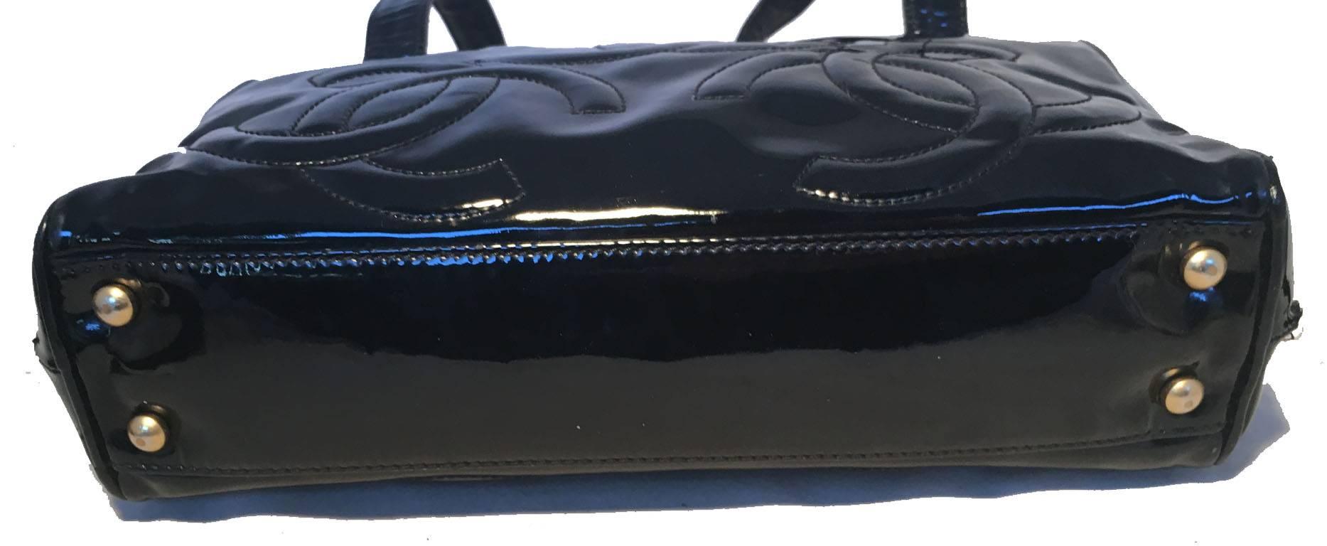black patent quilted handbag