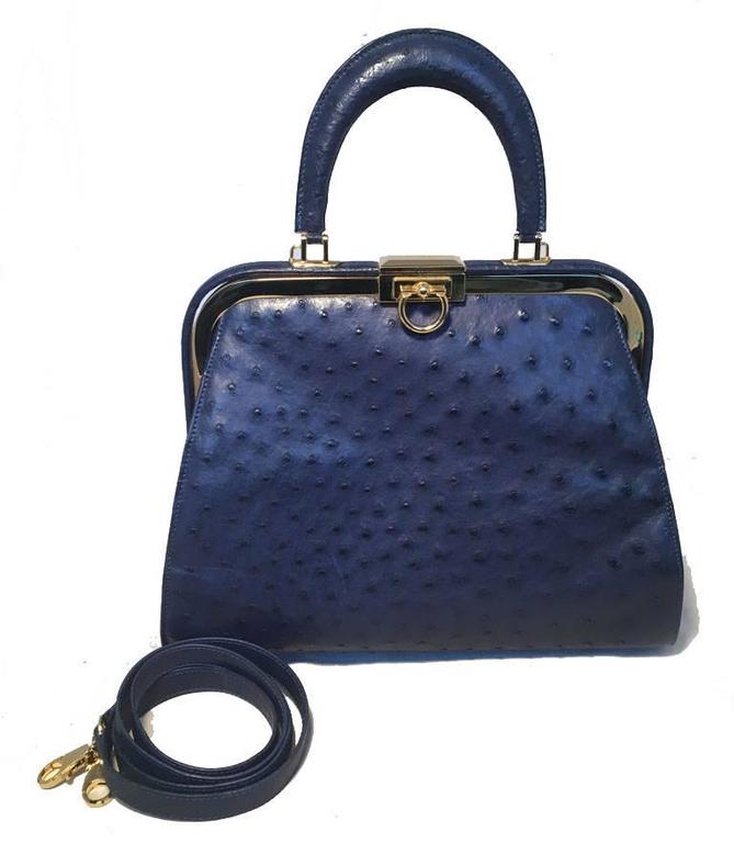 SISO Vintage Blue Ostrich Kelly Bag Handbag at 1stDibs