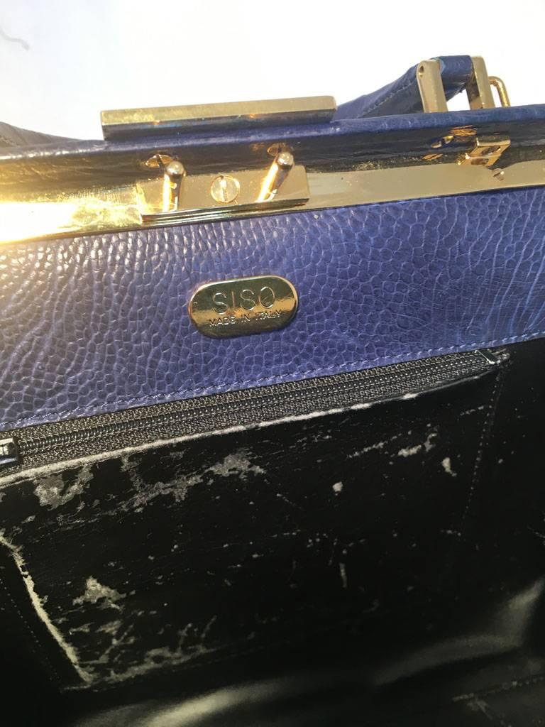 Black SISO Vintage Blue Ostrich Kelly Bag Handbag