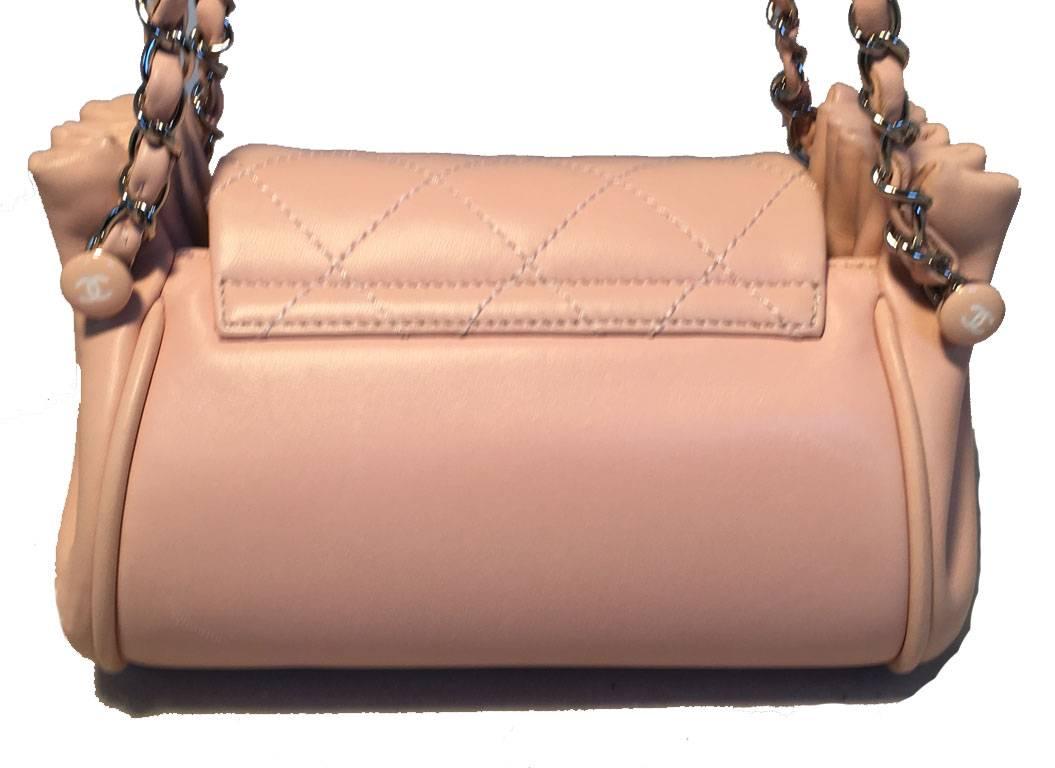 Beige Chanel RARE Pink leather Mini Flap Classic Handbag