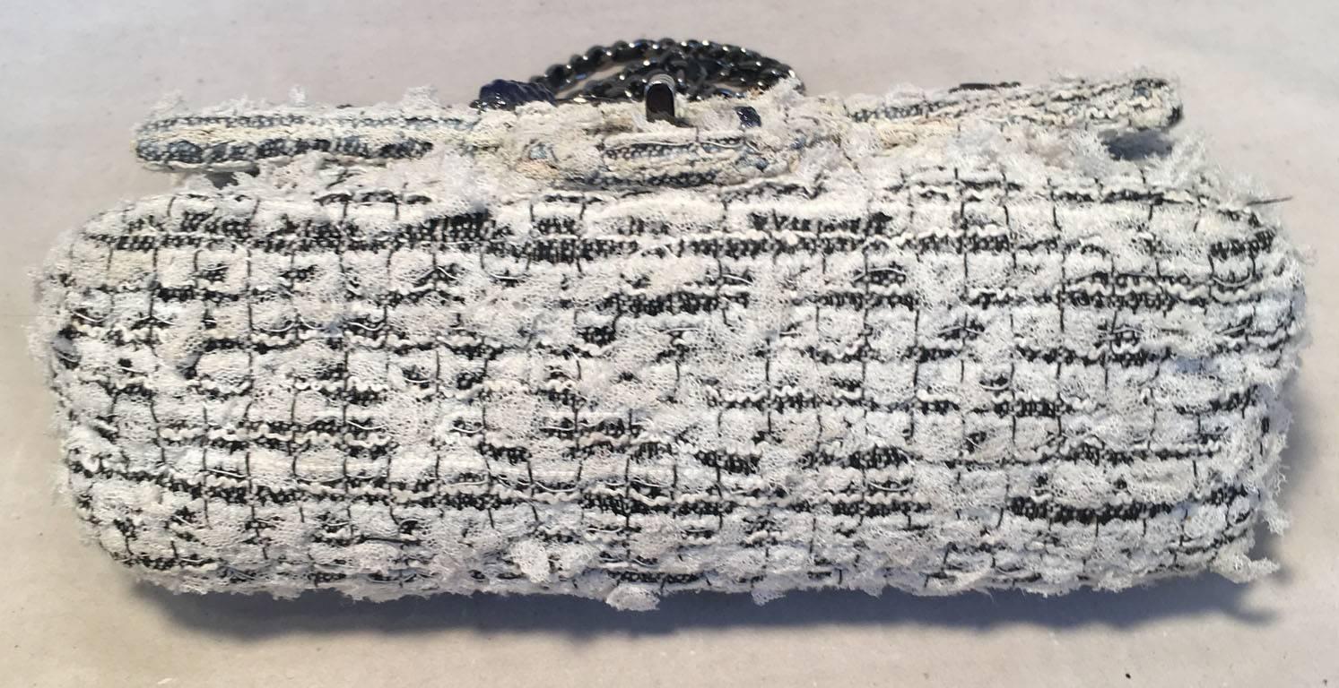 Chanel Tweed and Lace Embellished Mini Classic Flap Shoulder Bag In Excellent Condition In Philadelphia, PA