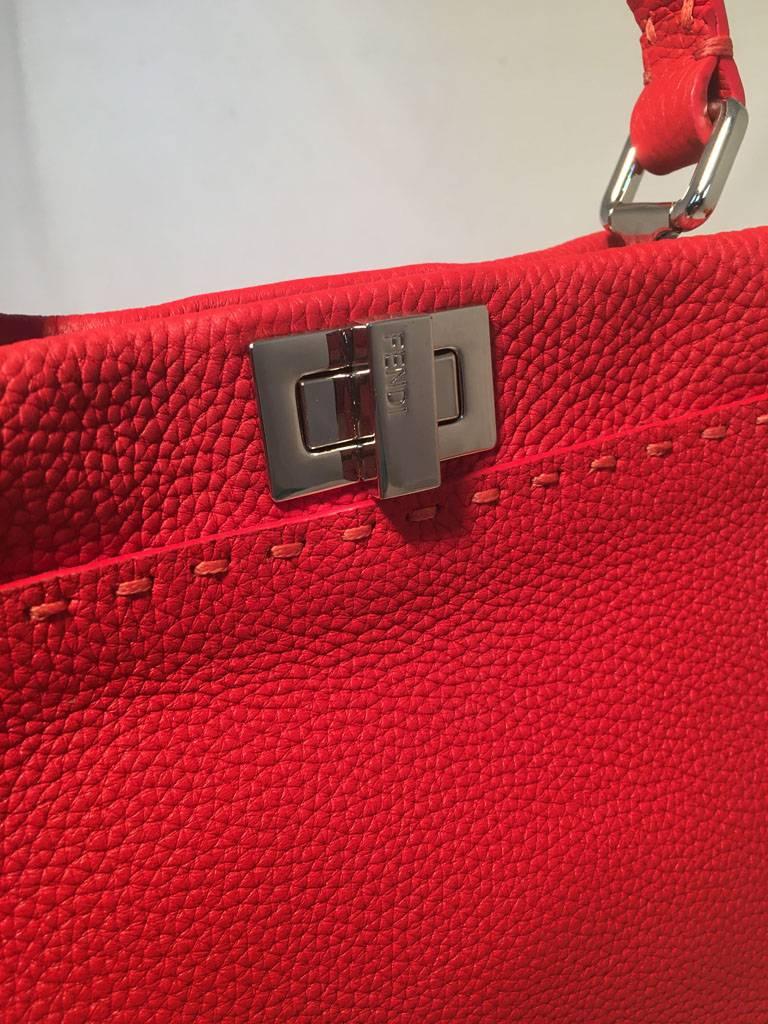 Fendi Red Leather Small Peekaboo Handbag 1