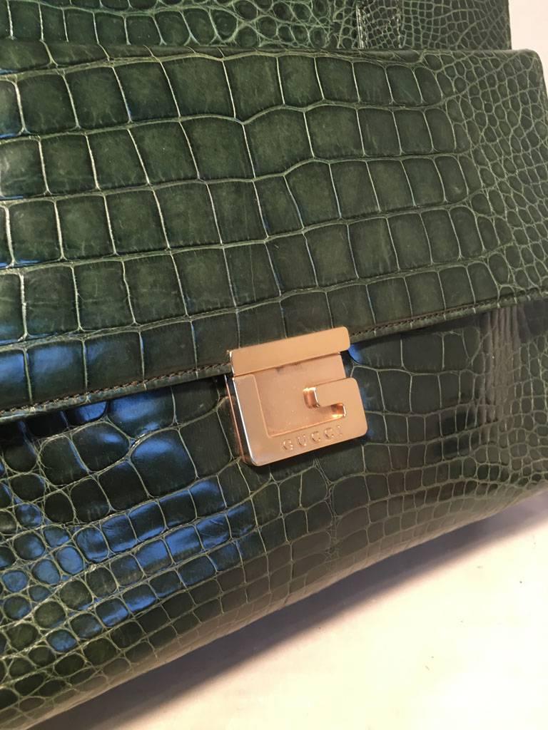 Women's Gucci Vintage Green Alligator Shoulder Bag