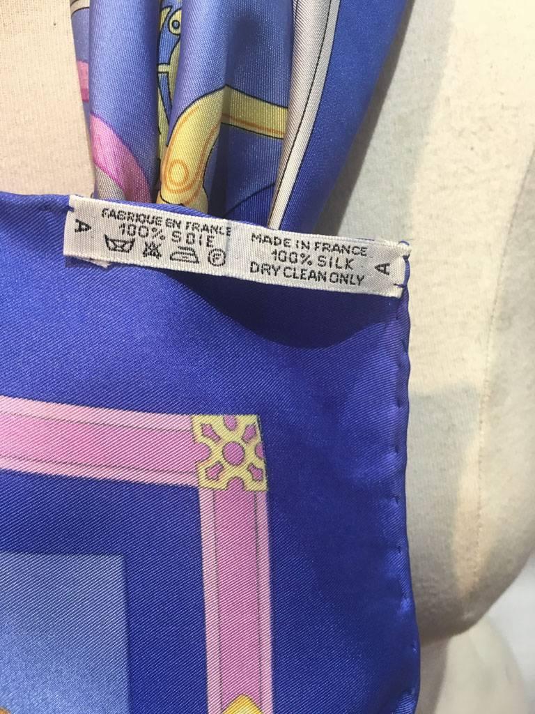Hermes Vintage Les Muserolles Purple Silk Scarf  In Excellent Condition In Philadelphia, PA