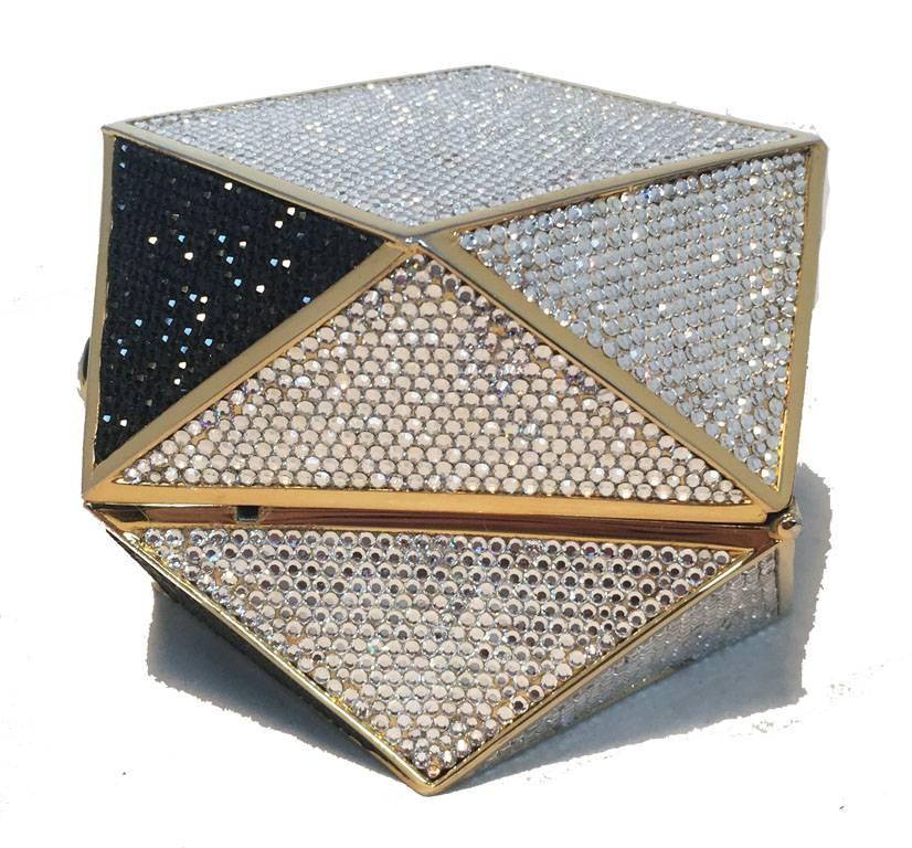 Judith Leiber Black and White Swarovski Crystal Geo Box Minaudiere 3