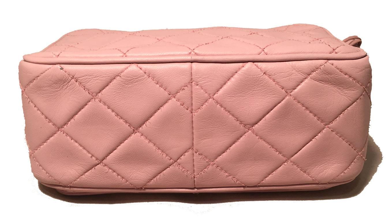 Women's Chanel Vintage Pink Quilted Leather Tassel Zip Classic Shoulder Bag