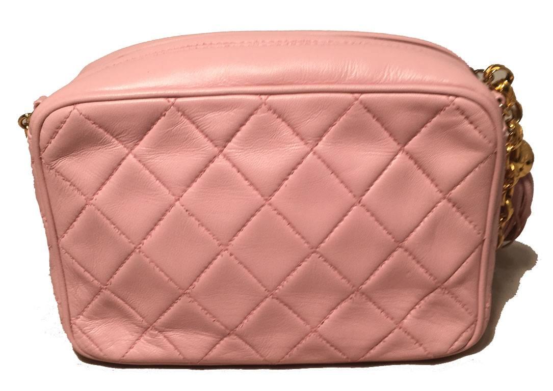 Chanel Vintage Pink Quilted Leather Tassel Zip Classic Shoulder Bag In Good Condition In Philadelphia, PA