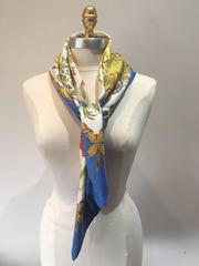 Hermes 1789 Vintage Liberte Egalite Fraternite Foulard en soie bleue