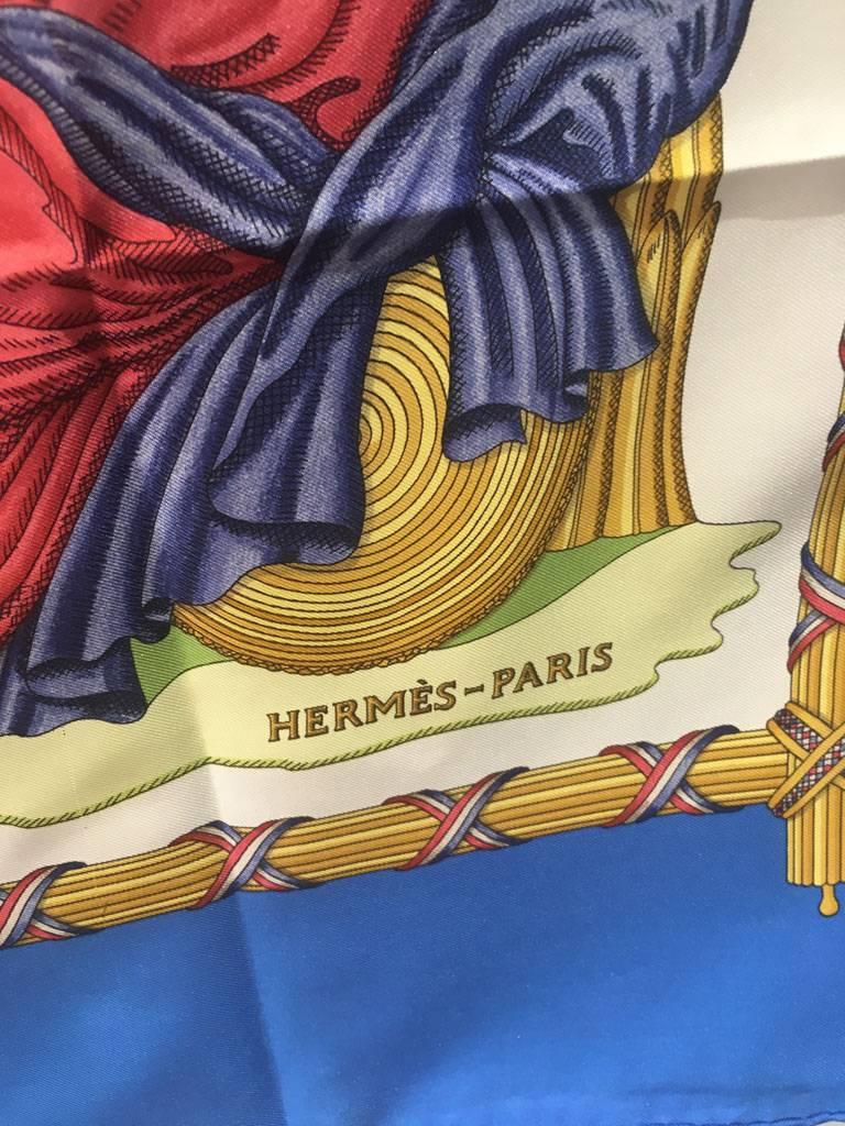 Hermes 1789 Vintage Liberte Egalite Fraternite Blue Silk Scarf 1