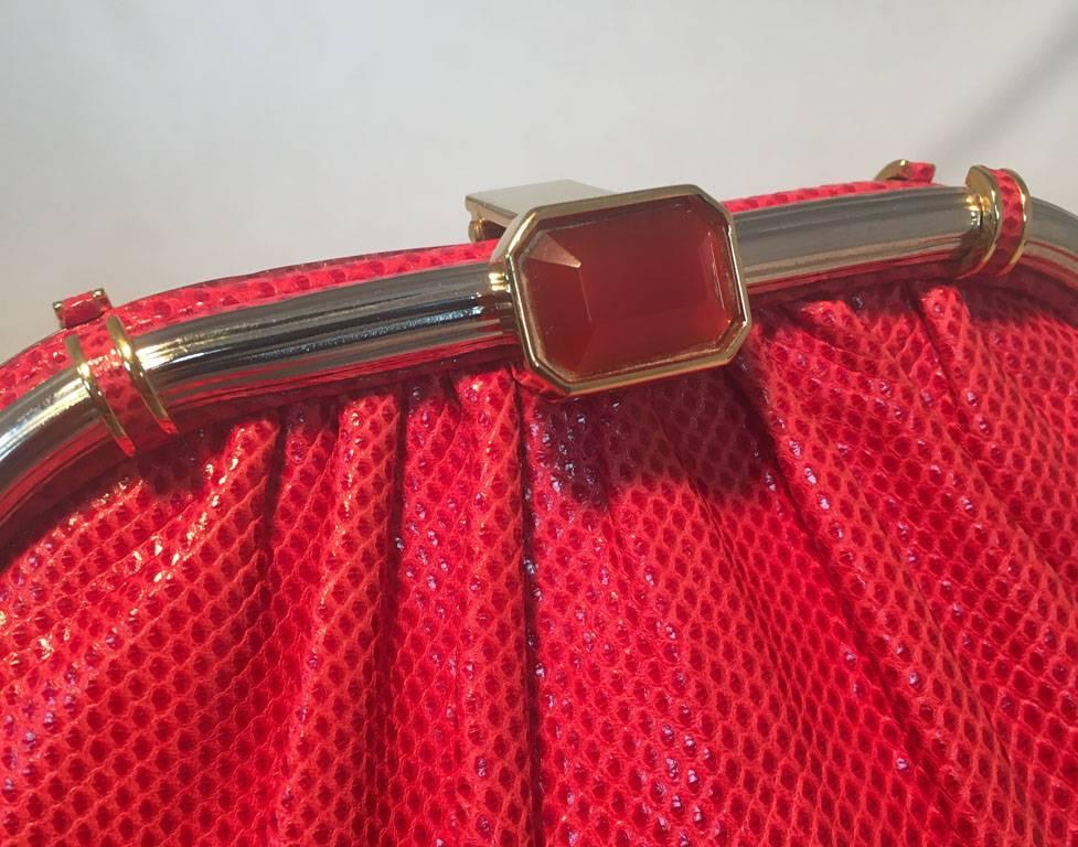 Women's Judith Leiber Vintage Red Lizard Leather Clutch