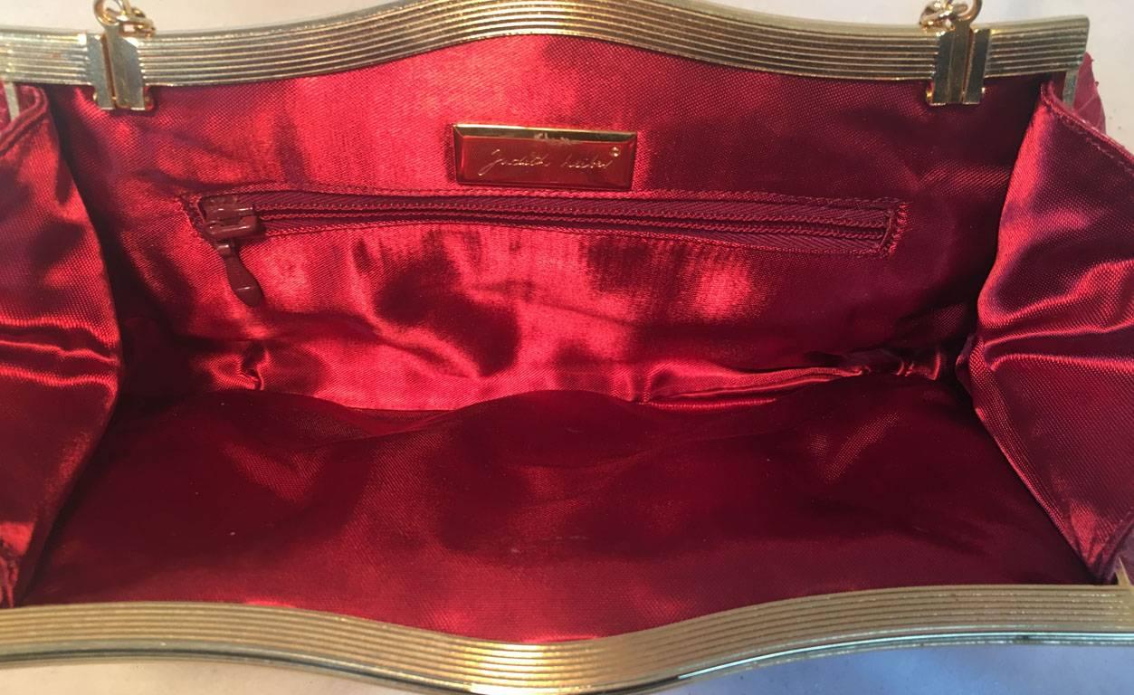 Judith Leiber Vintage Maroon Rose Snakeskin Clutch  1