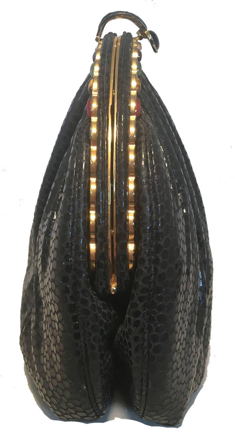 Women's Judith Leiber Vintage Black Lizard Leather Clutch