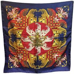 Hermes Vintage Proues Silk Scarf in Navy c1970s