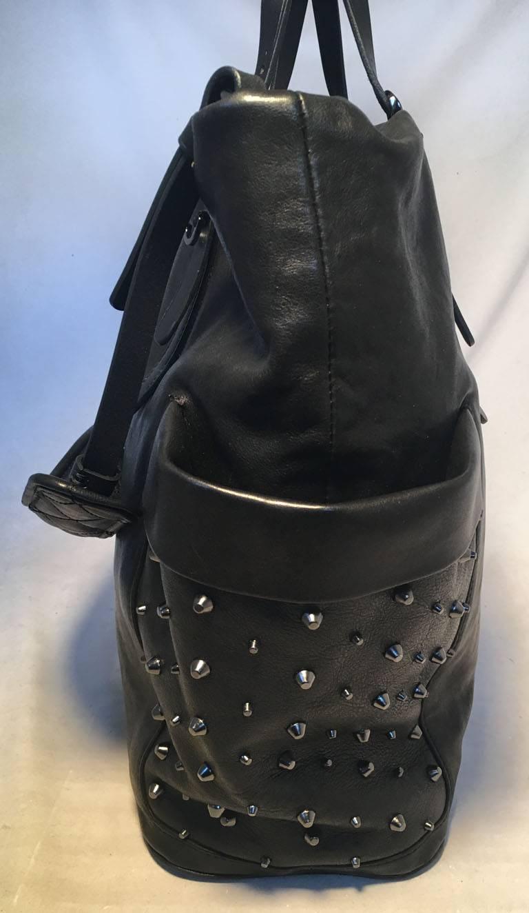 Women's Jimmy Choo Black Leather Studded Shoulder Bag Tote