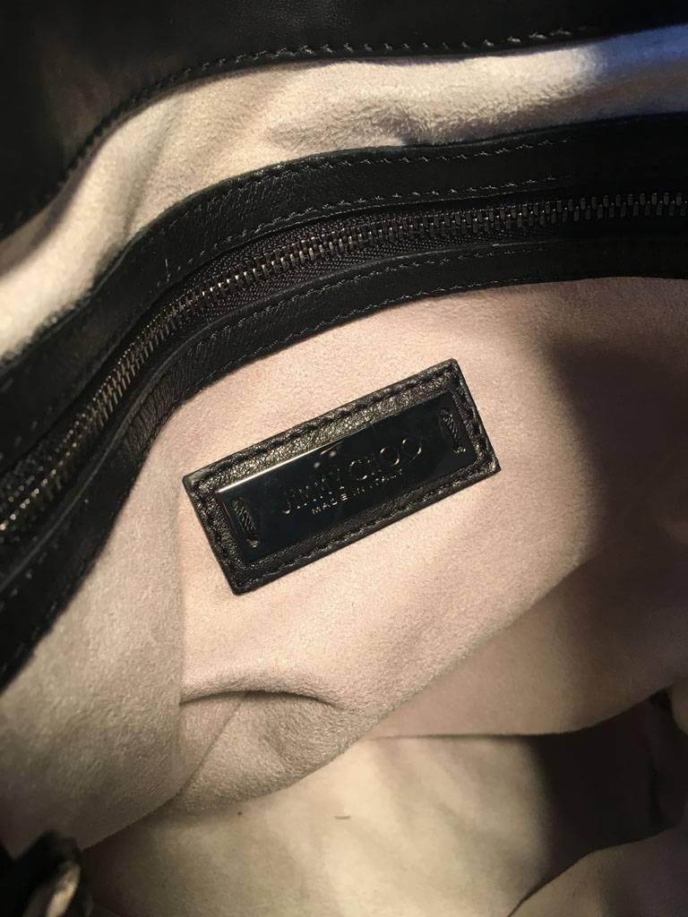 Jimmy Choo Black Leather Studded Shoulder Bag Tote 3