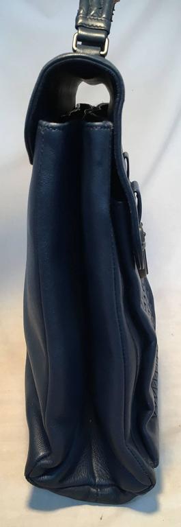 navy blue leather briefcase