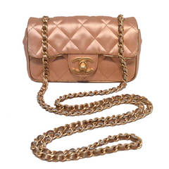 Chanel Pale Pink Quilted Satin Mini Classic Flap Evening Bag