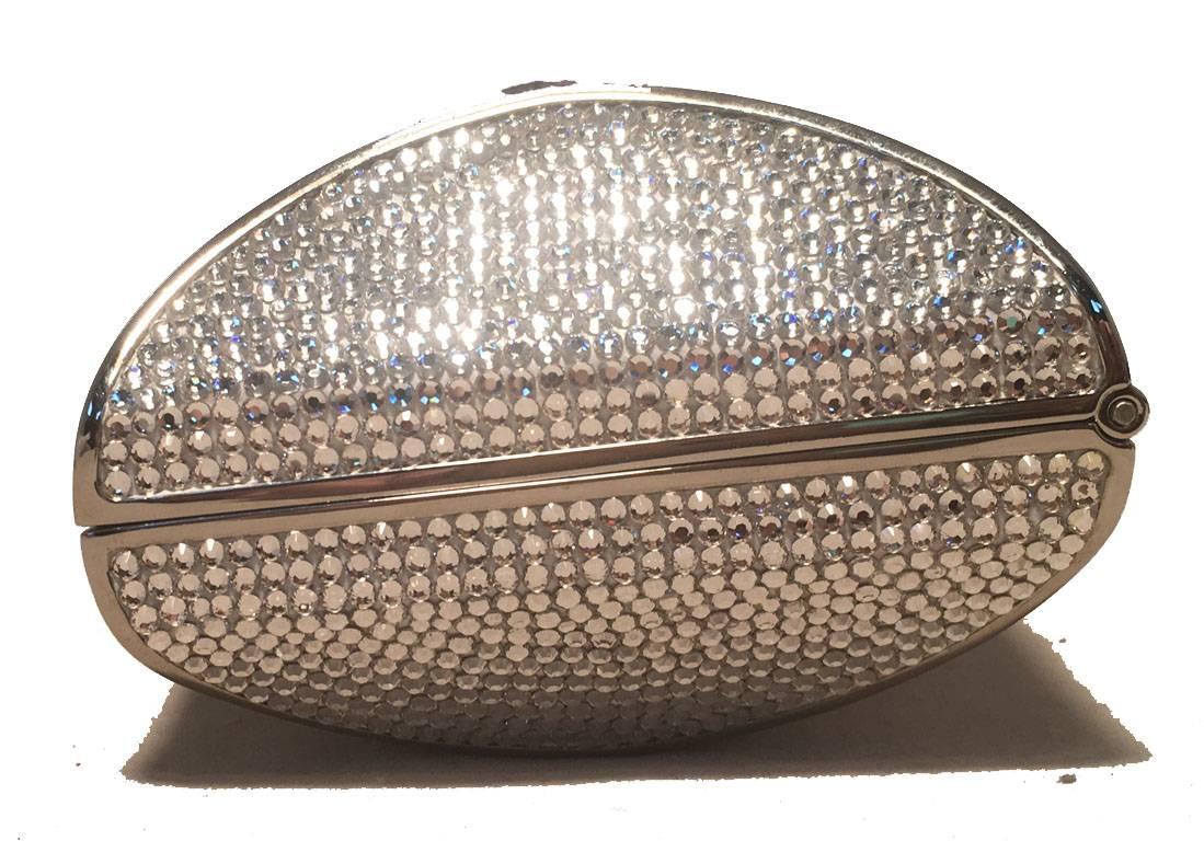 Brown Judith Leiber Swarovski Crystal Lip Print Minaudiere Evening Bag