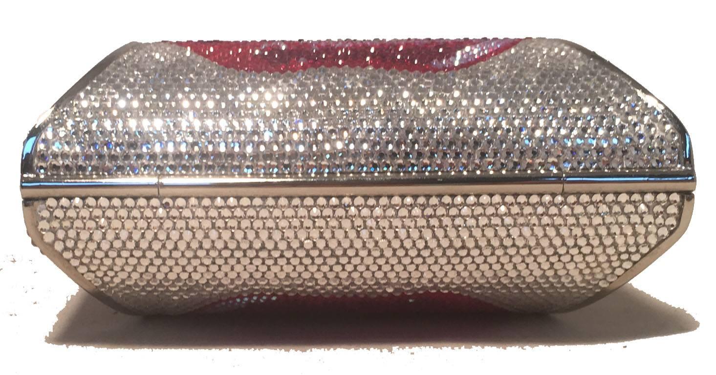 Judith Leiber Swarovski Crystal Lip Print Minaudiere Evening Bag In Excellent Condition In Philadelphia, PA