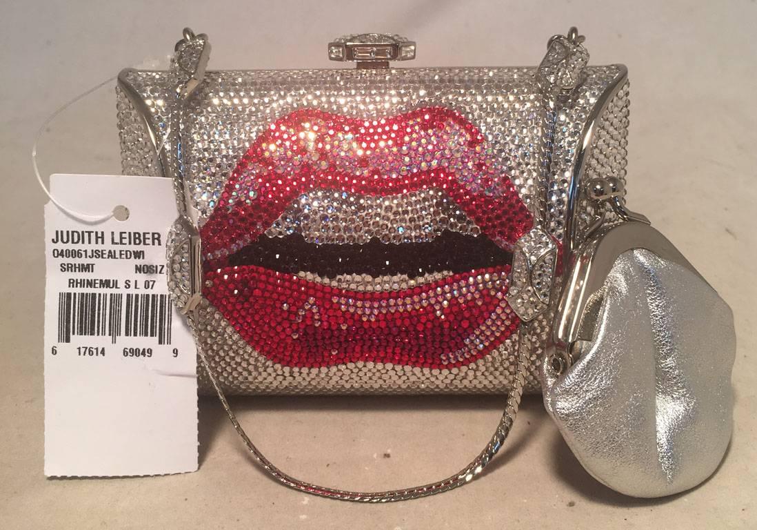 Judith Leiber Swarovski Crystal Lip Print Minaudiere Evening Bag 2