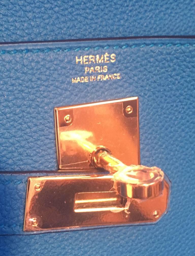 NEW Hermes 28cm Zanzibar Blue Togo Leather Kelly Bag-STUNNING 4