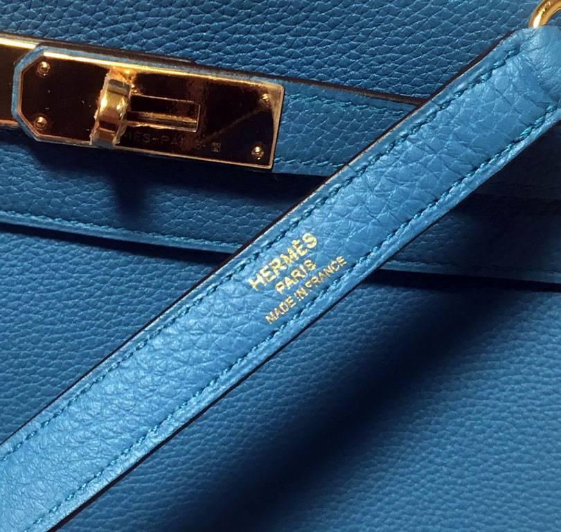 NEW Hermes 28cm Zanzibar Blue Togo Leather Kelly Bag-STUNNING 2