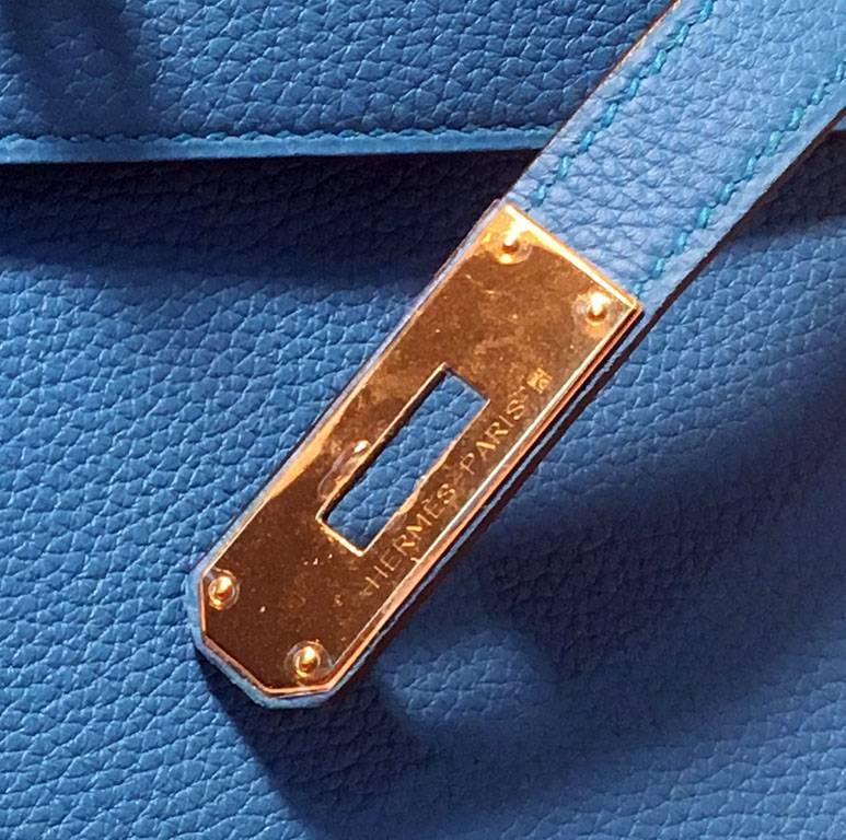 NEW Hermes 28cm Zanzibar Blue Togo Leather Kelly Bag-STUNNING 1
