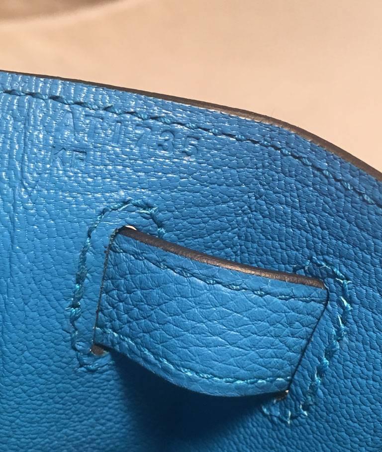 NEW Hermes 28cm Zanzibar Blue Togo Leather Kelly Bag-STUNNING 3