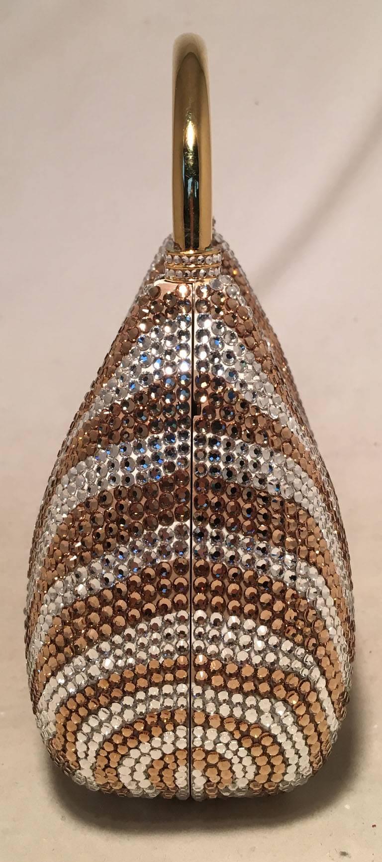 Women's Judith Leiber Vintage Gold Zebra Stripe Crystal Evening Bag Minaudiere