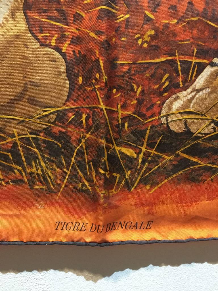 RARE COLLECTIBLE Hermes Tigre du Bengale Bengal Tiger Silk Scarf In Excellent Condition In Philadelphia, PA