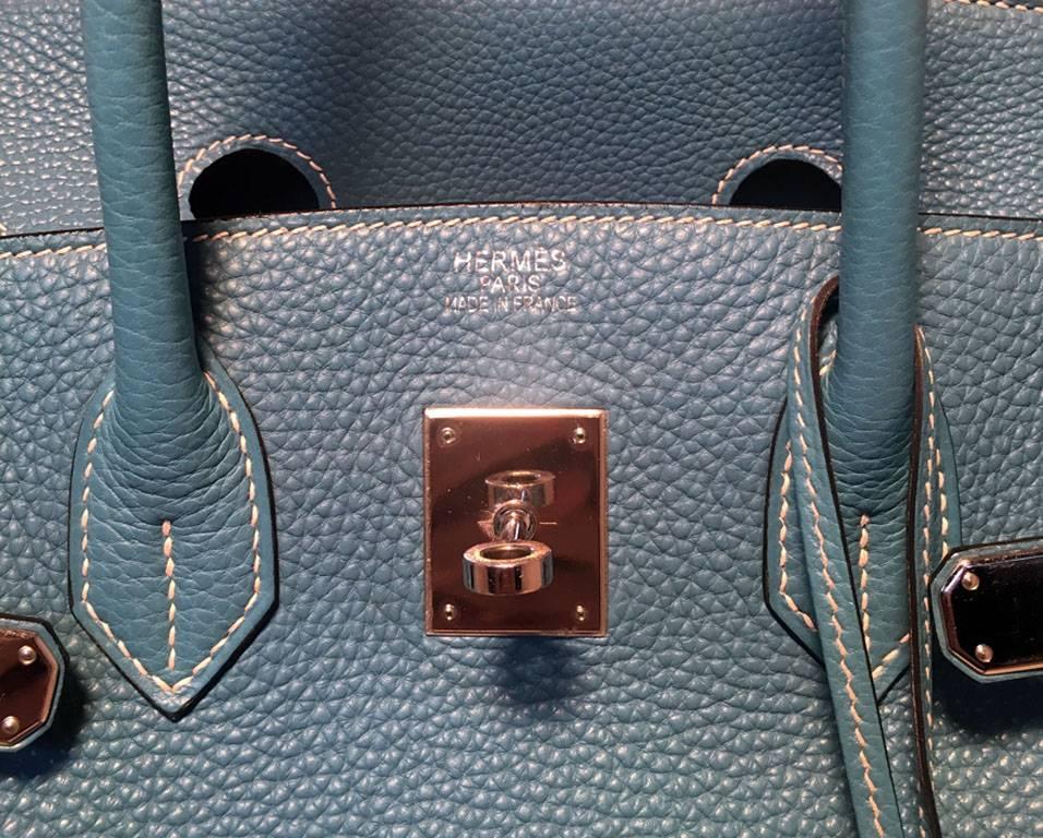 Hermes Blue Jean Clemence Leather 35cm Birkin Bag Phw 4