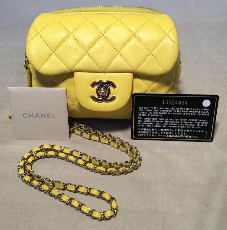 Chanel Yellow Mini Classic Flap Wallet on Chain Shoulder Bag 2