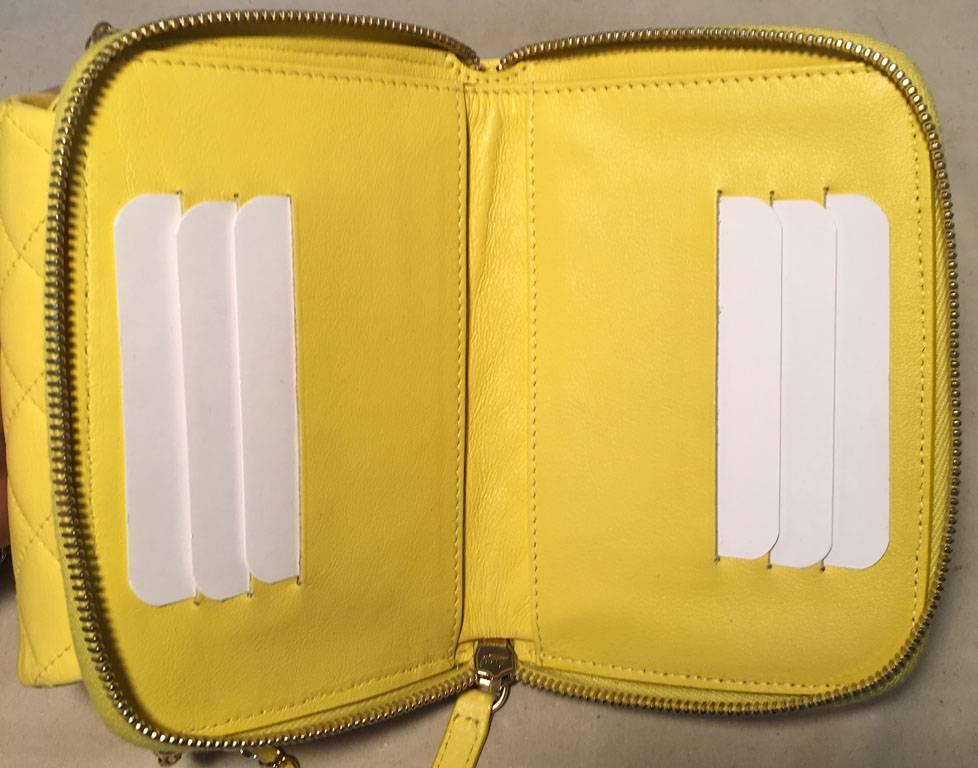 Women's Chanel Yellow Mini Classic Flap Wallet on Chain Shoulder Bag