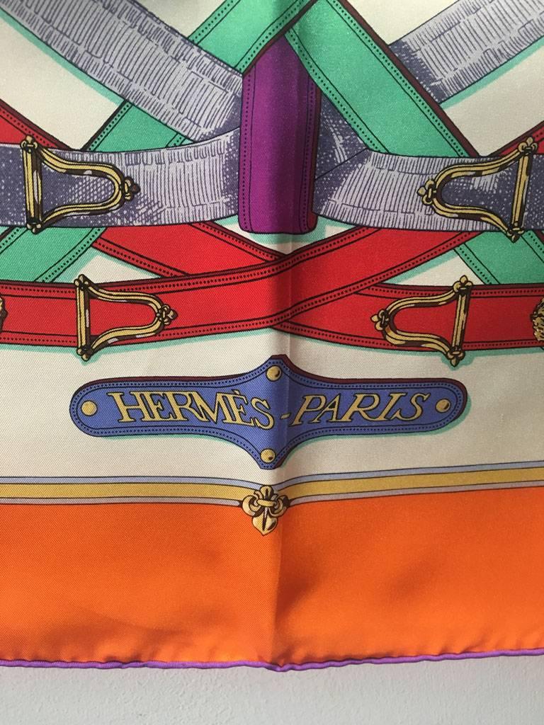 Women's Hermes Vintage Cavalcadour silk Scarf in Orange c1980s