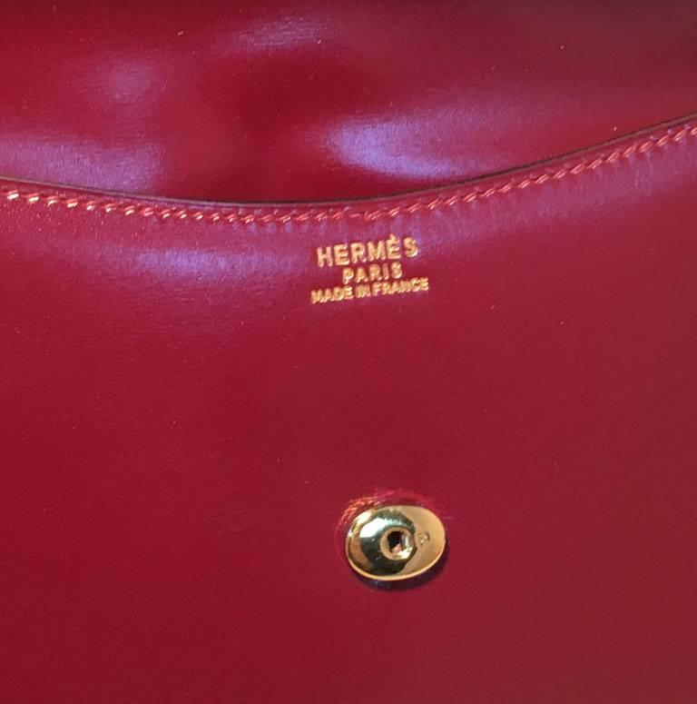 Hermes Vintage Dark Red Box Calf Shoulder Bag 2