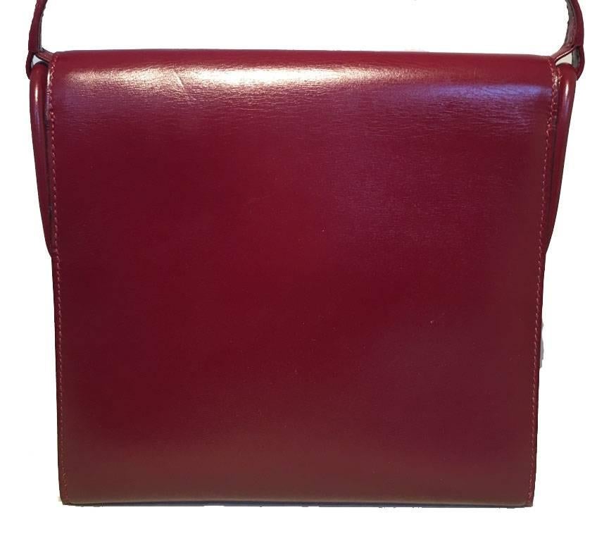 Brown Hermes Vintage Dark Red Box Calf Shoulder Bag