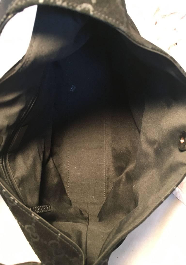 Gucci Black Suede Monogram Hobo Shoulder Bag In Excellent Condition In Philadelphia, PA