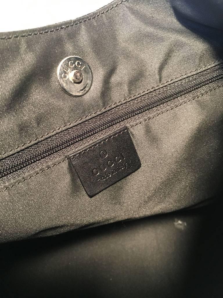 Women's Gucci Black Suede Monogram Hobo Shoulder Bag