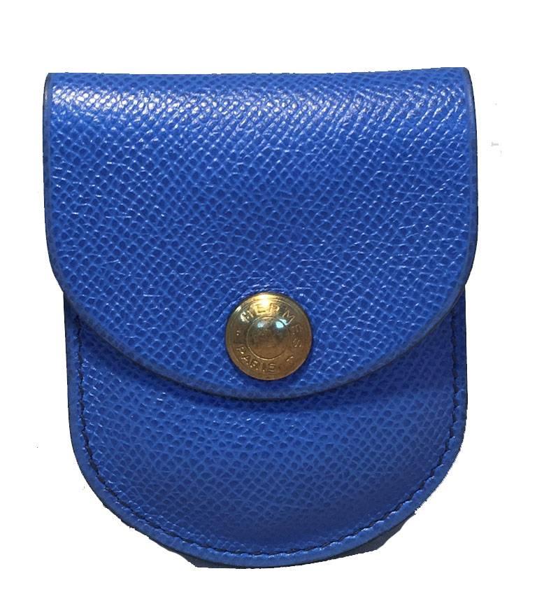 Hermes Blue Vachette Pouchette and Silver Hoof Pick For Sale at 1stDibs