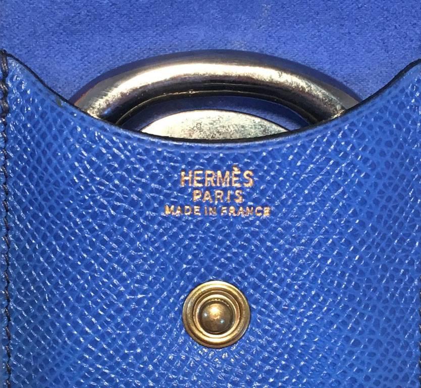Hermes Blue Vachette Pouchette and Silver Hoof Pick  In Excellent Condition In Philadelphia, PA