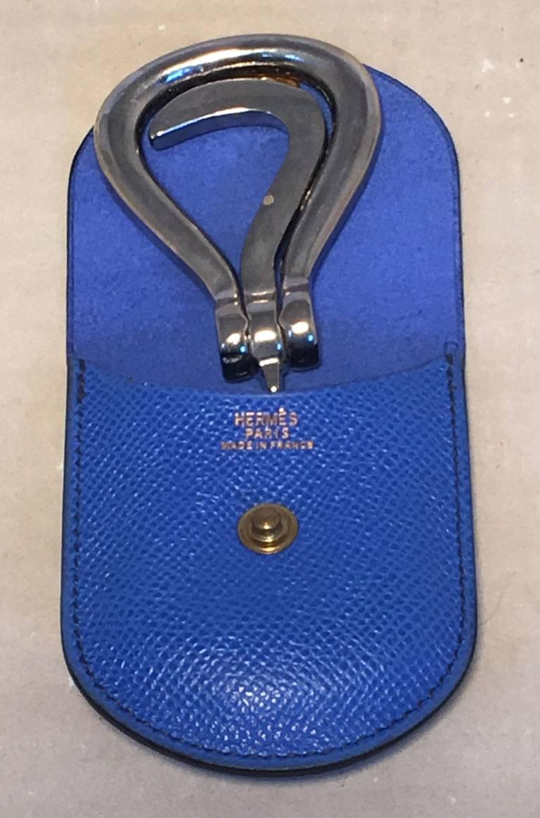 Women's or Men's Hermes Blue Vachette Pouchette and Silver Hoof Pick 