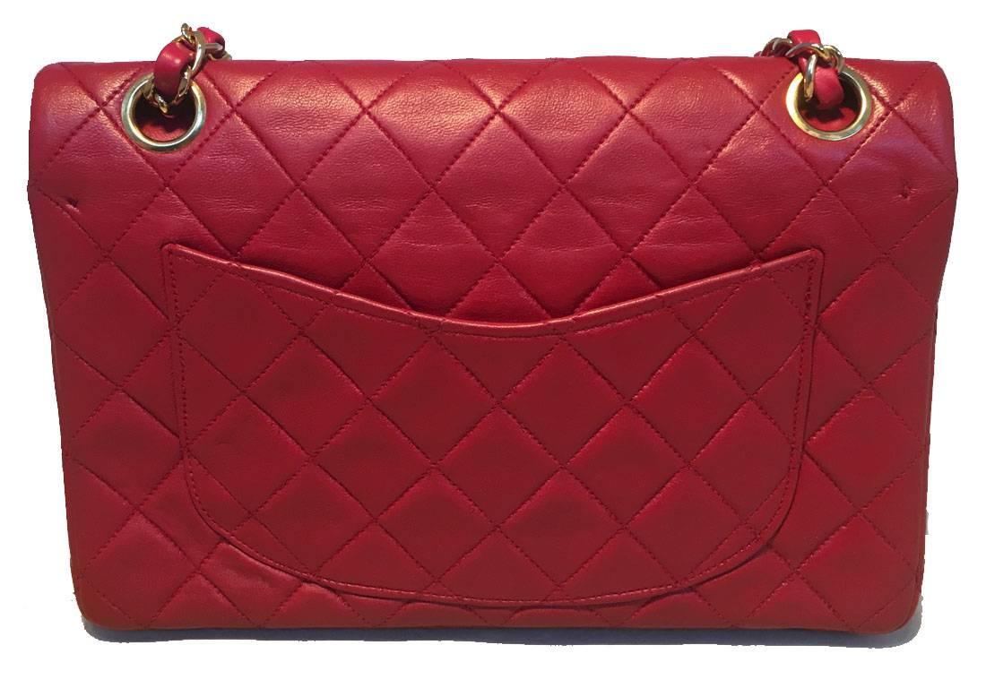 Chanel Vintage Red Leather 9inch 2.55 Double Flap Classic In Good Condition In Philadelphia, PA