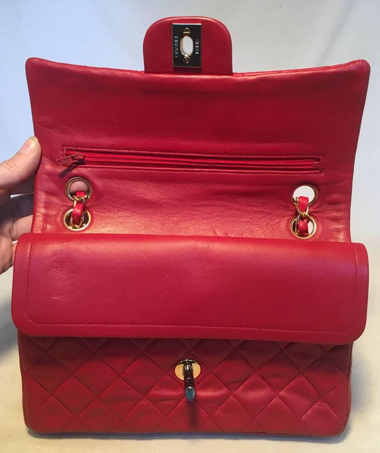 Chanel Vintage Red Leather 9inch 2.55 Double Flap Classic 2